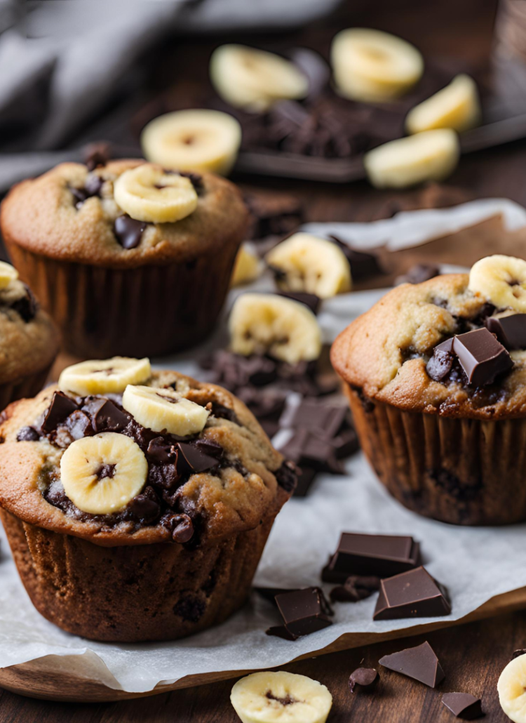 banana dark chocolate muffins